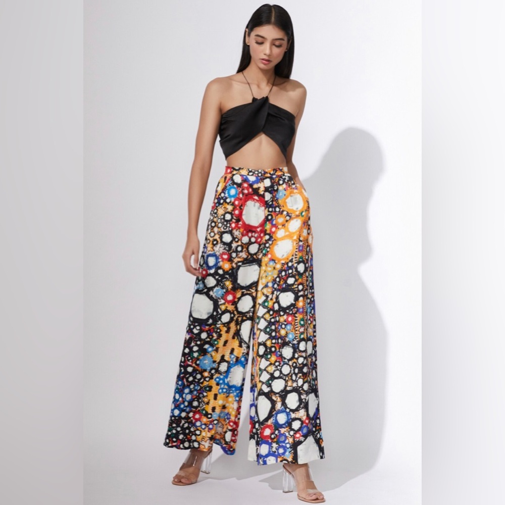 Saaksha & Kinni Blue Printed Mirror Trousers XS